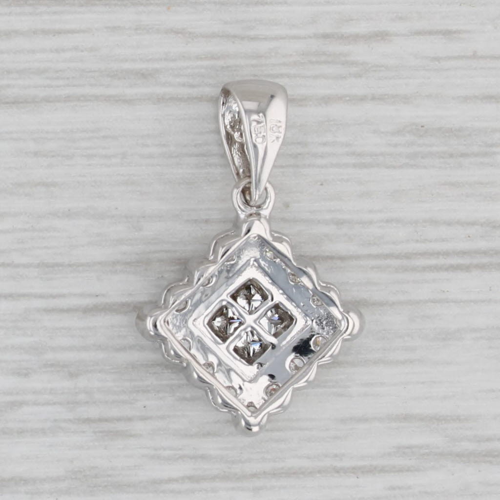 Gray 0.24ctw Diamond Halo Pendant 18k White Gold Small Drop