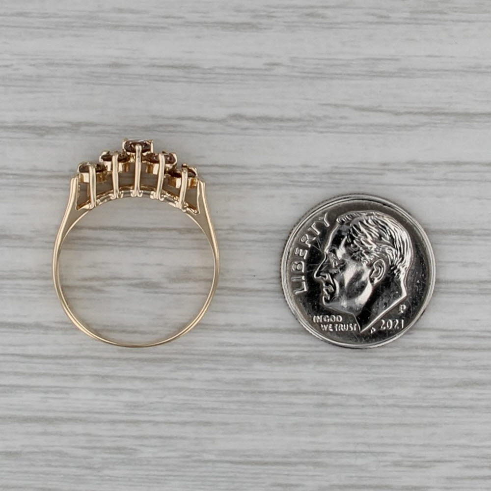 0.78ctw Champagne Brown Pyramid Rooftop Ring 14k Yellow Gold Sz 6.75 Anniversary