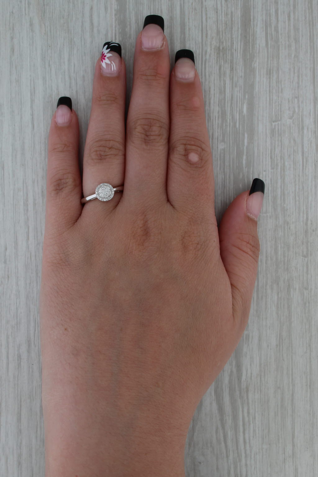 0.22ctw Diamond Cluster Halo Engagement Ring 10k White Gold Size 7