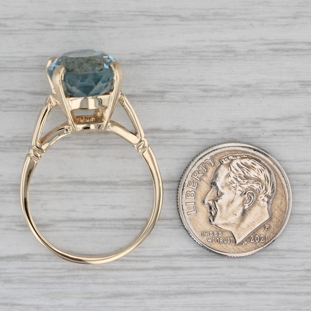 Gray 11.60ctw Oval Blue Topaz Solitaire Ring 10k Yellow Gold Size 9.5