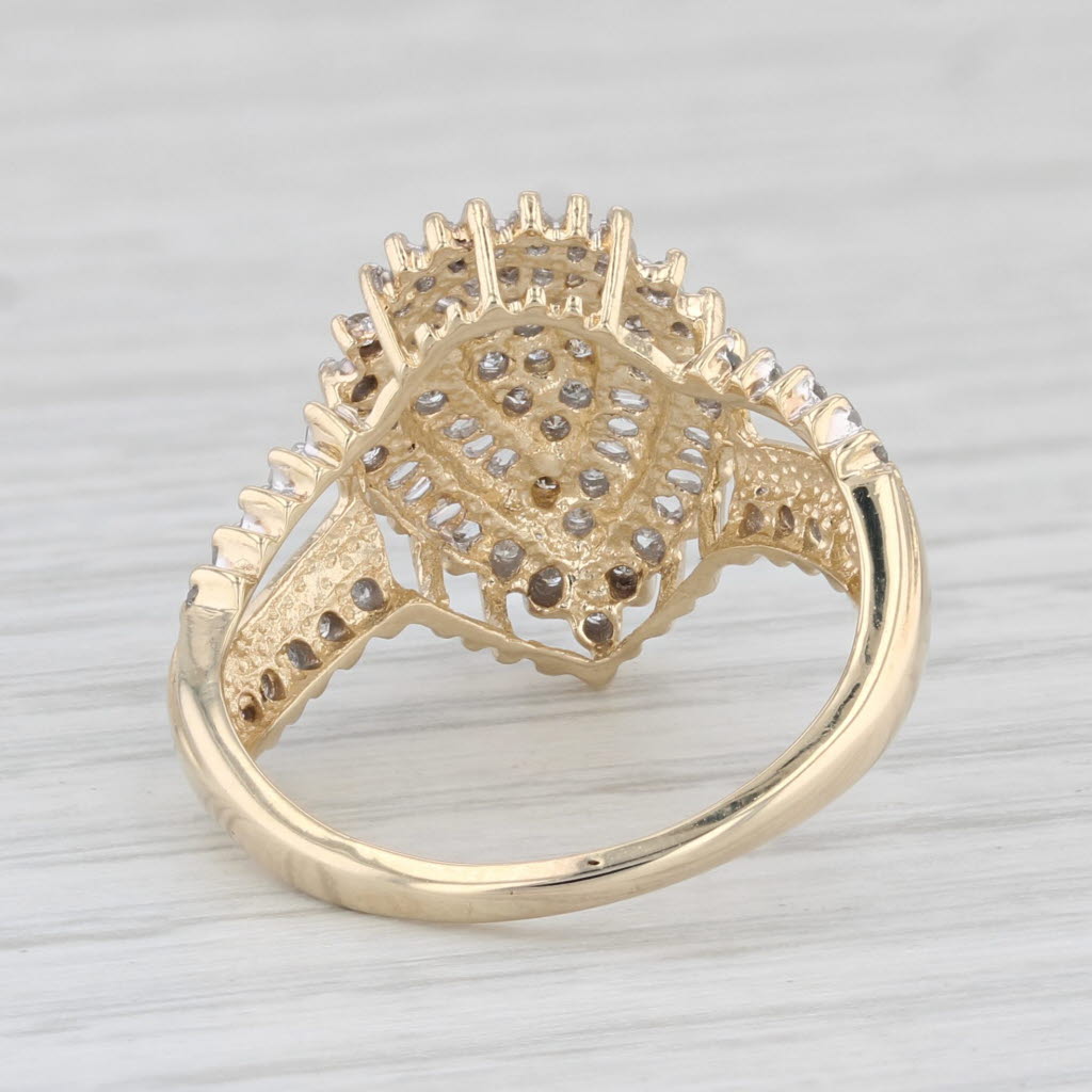 Light Gray 0.26ctw Diamond Cluster Teardrop Ring 10k Yellow Gold Size 6.25