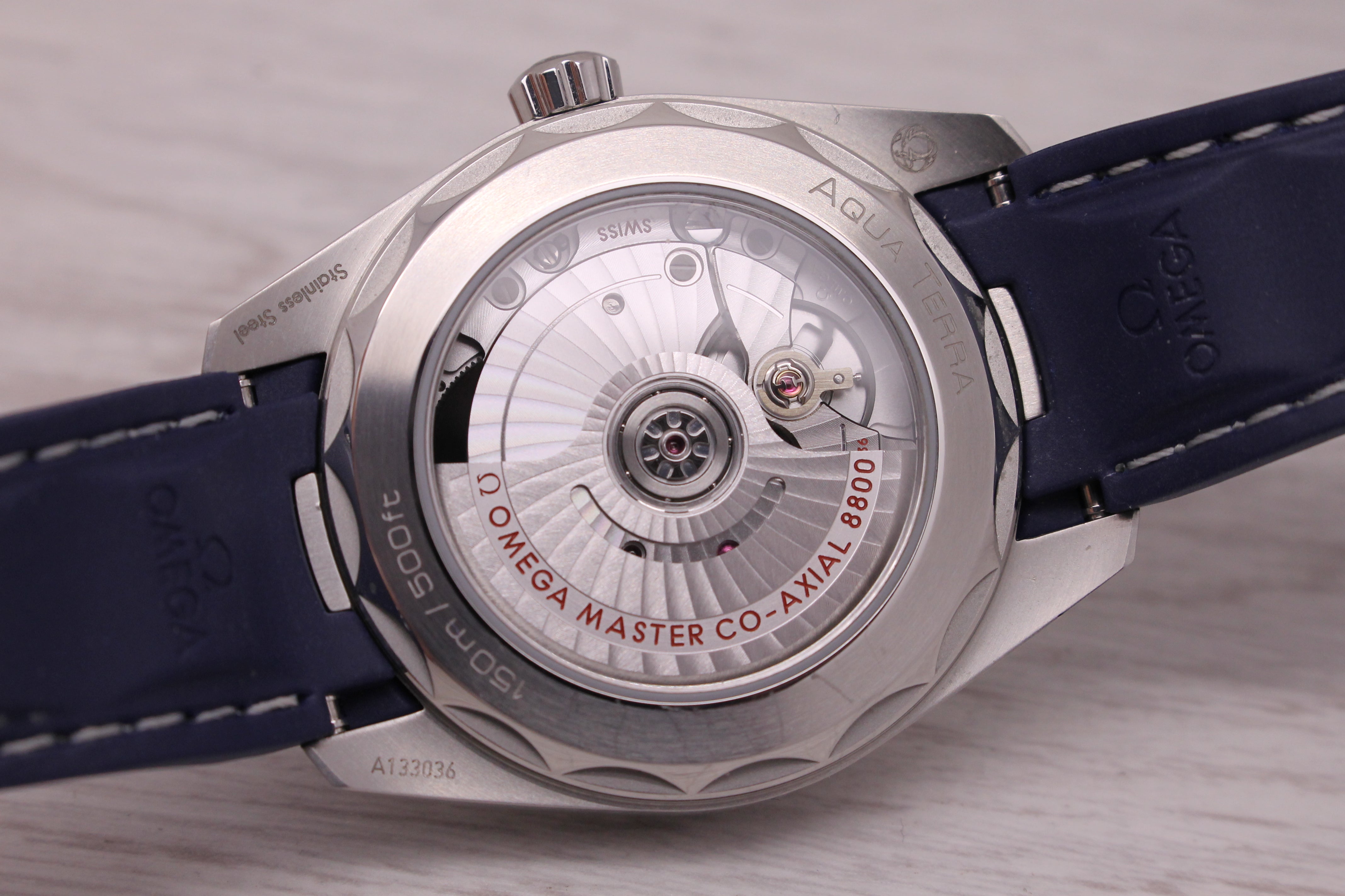 Omega Seamaster Aqua Terra 38mm Mens Steel Blue Co-Axial Chronometer Watch w Box