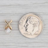 Small XO Diamond Pendant 14k Yellow Gold Round Solitaire Drop