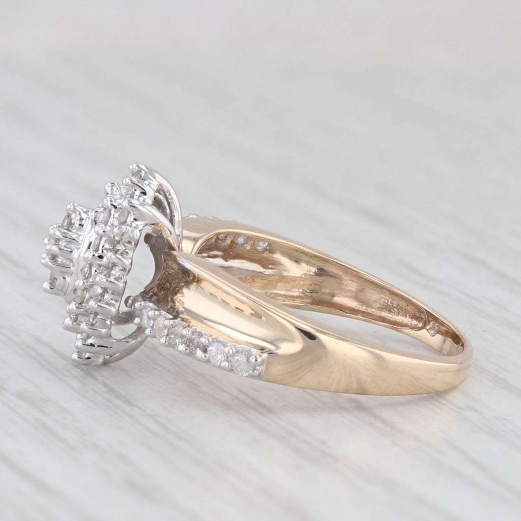 Light Gray 0.50ctw Diamond Cluster Halo Engagement Ring 10k Yellow Gold Size 7.25