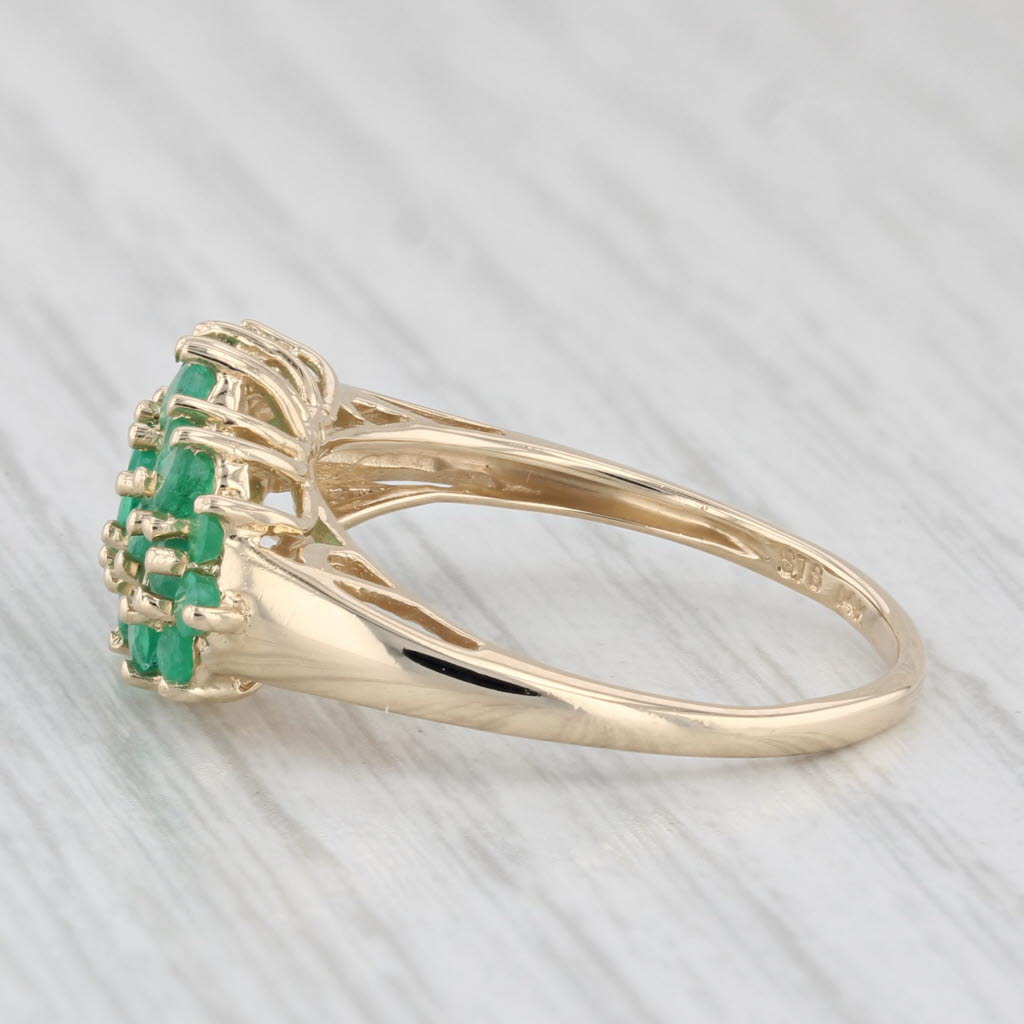 Light Gray 1.35ctw Emerald Cluster Ring 14k Yellow Gold Size 8.25