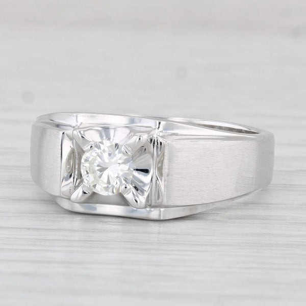 0.42ct Round Diamond Solitaire Ring 14k White Gold Size 10