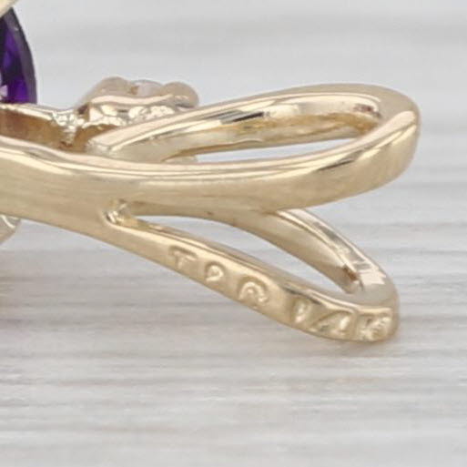 0.48ct Amethyst Diamond Pendant 14k Yellow Gold Small Round Solitaire Drop