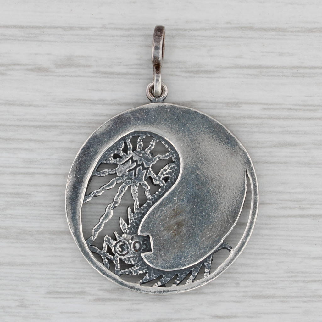 Gray Gothic Dragon Pendant Sterling Silver Statement