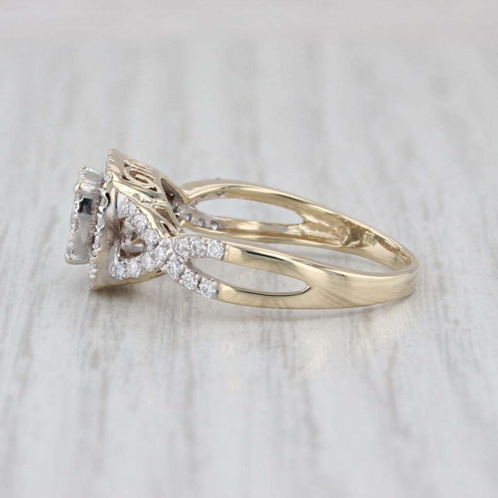 0.75ctw Diamond Halo Engagement Ring 14k Yellow Gold Size 9