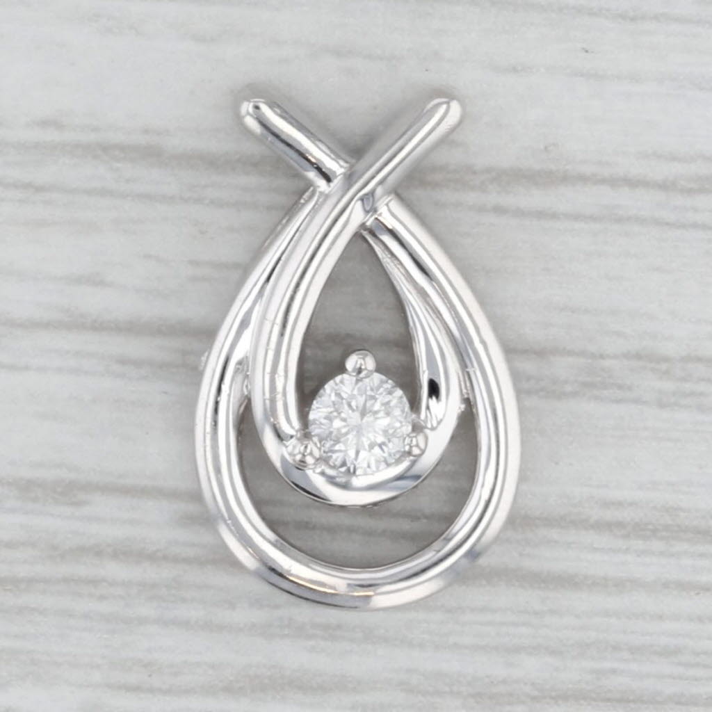 0.12ctw Diamond Fish Teardrop Pendant 14k White Gold Floating Drop