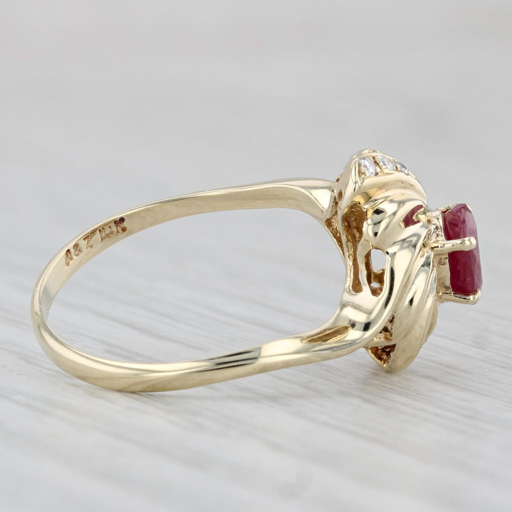 Light Gray 0.56ctw Oval Ruby Diamond Ring 14k Yellow Gold Size 6.5