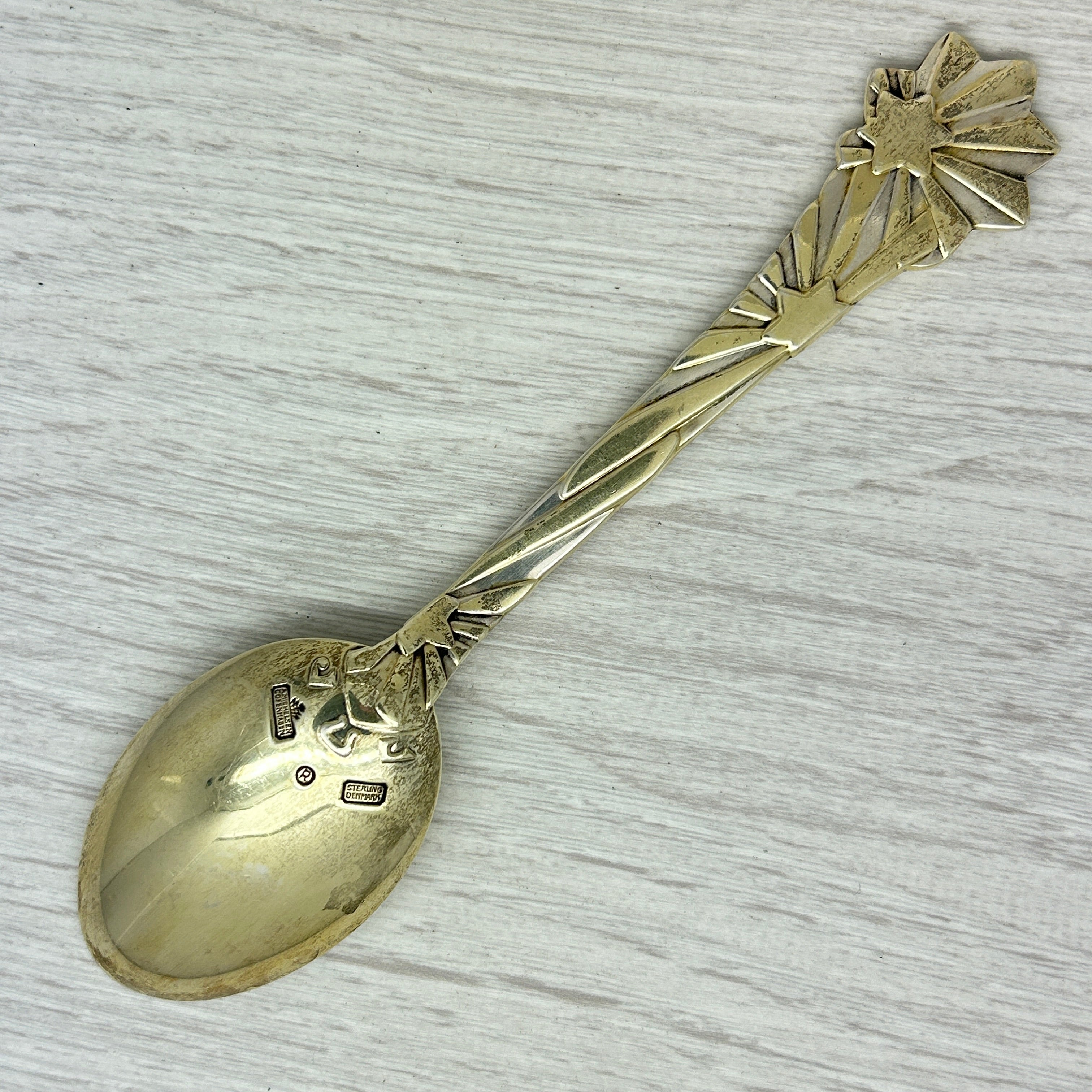 Gray Vintage 1910 Anton Michelsen Sterling Silver Christmas Spoon Denmark JUL 1st Yr