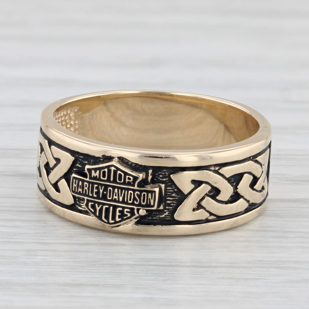 Light Gray Harley Davidson Logo Celtic Knot Ring 10k Gold Band Stamper Black Hills Gold