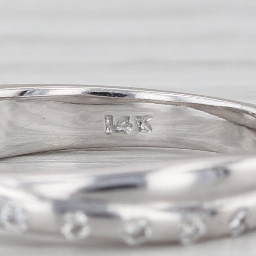 0.15ctw Diamond Wedding Band 14k White Gold Stackable Anniversary Ring Size 5.5