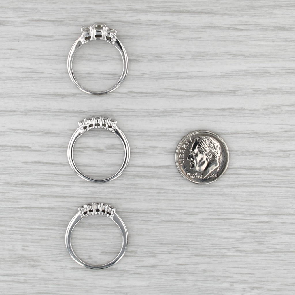 1.76ctw 3-Ring Bridal Set 2 Wedding Bands Engagement 14k White Gold Size 6.25