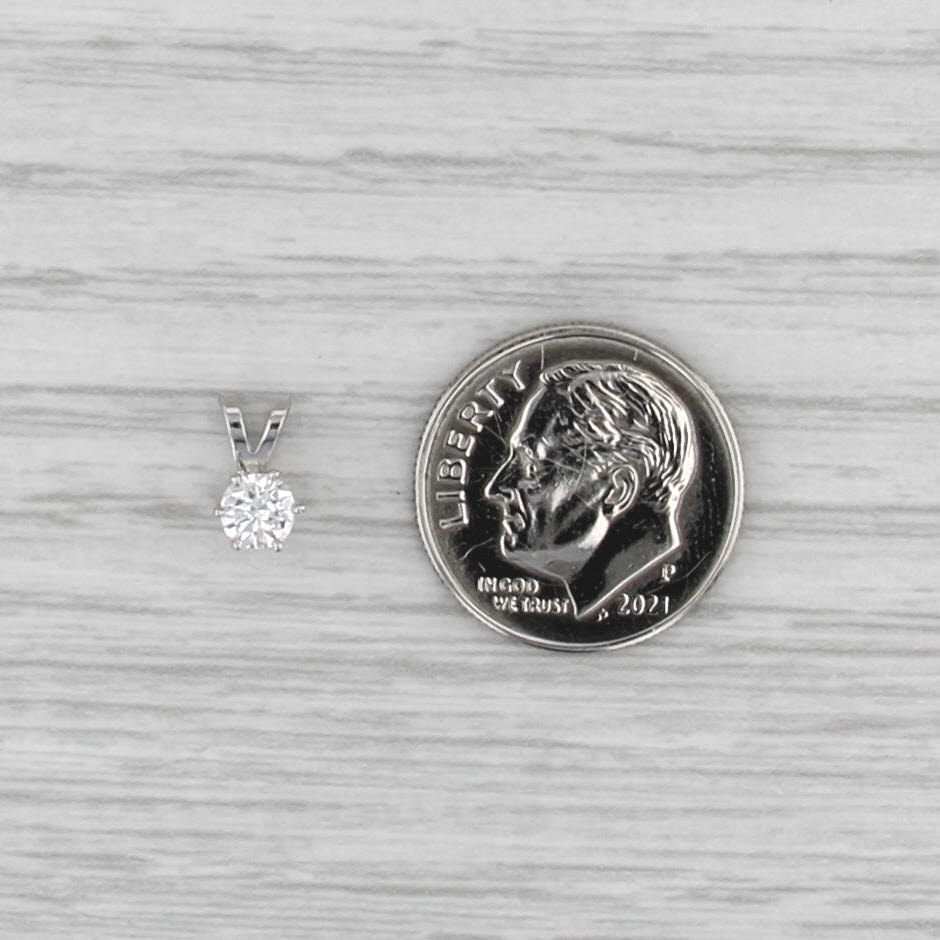 New 0.25ct Diamond Solitaire Pendant 14k White Gold 6 Prong Small Round Drop