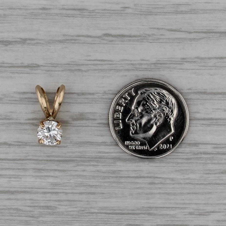 0.66ct Round Diamond Solitaire Pendant 14k Yellow Gold Small Drop
