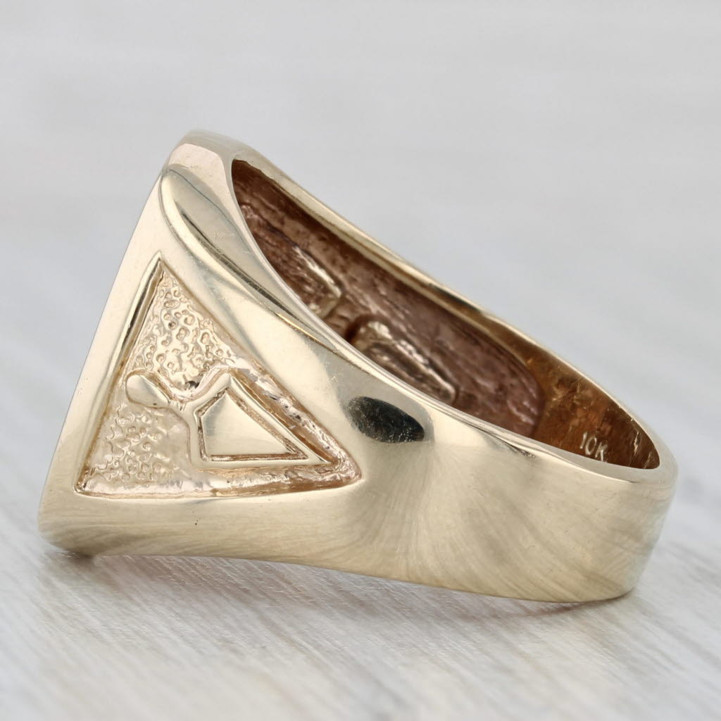 Gray Vintage Masonic Signet Ring 10k Gold Blue Lodge Square Compass Trowel Size 9