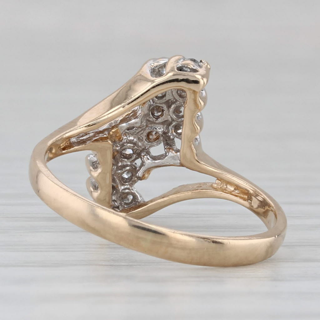 Gray 0.16ctw Diamond Cluster Bypass Ring 14k Yellow Gold Size 5