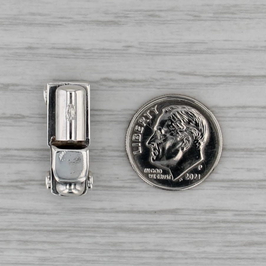 Vintage Old Timey Truck Charm Sterling Silver Wheels Move 3D Pendant