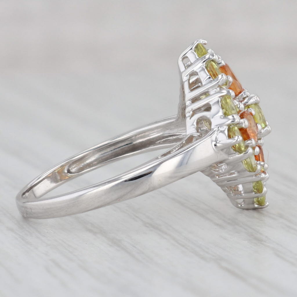 Gray 2.02ctw Tourmaline Mandarin Garnet Diamond Cluster Ring 14k White Gold Size 8