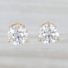 New 2ctw Lab Grown Diamond Stud Earrings 14k Gold Studs IGI Round VVS1-VS2 D-E