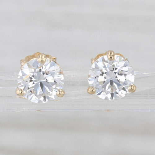 New 2.14ctw Lab Grown Diamond Stud Earrings 14k Gold Studs IGI Round VS2 E