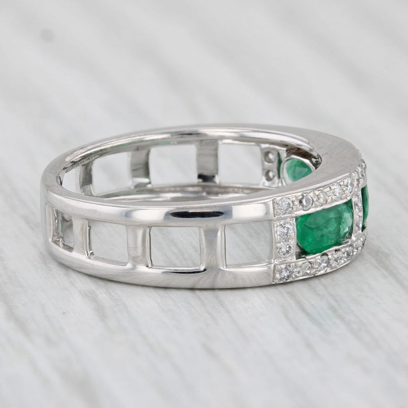 0.85ctw Emerald Diamond Ring 14k White Gold Size 6 Stackable Wedding Band