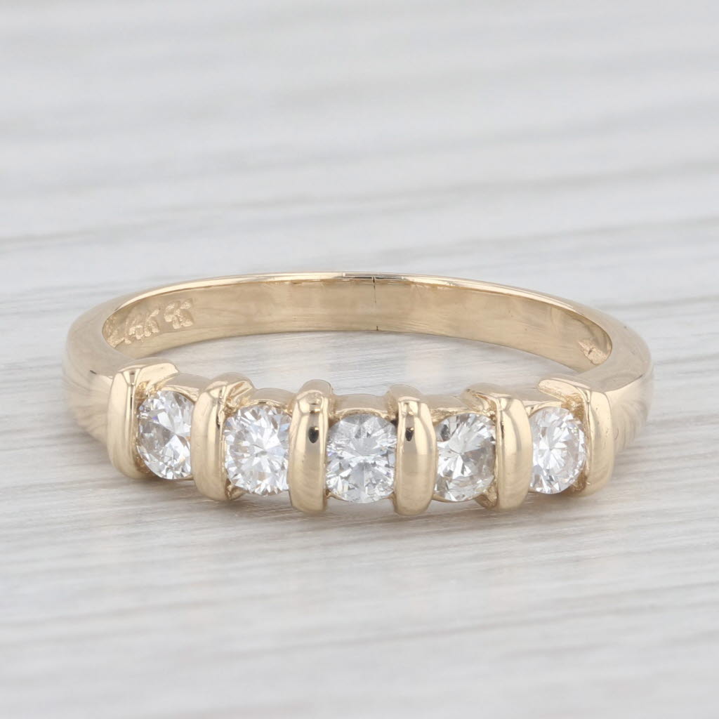 Light Gray 0.50ctw Diamond Wedding Band 14k Yellow Gold Size 6.25 Stackable Ring