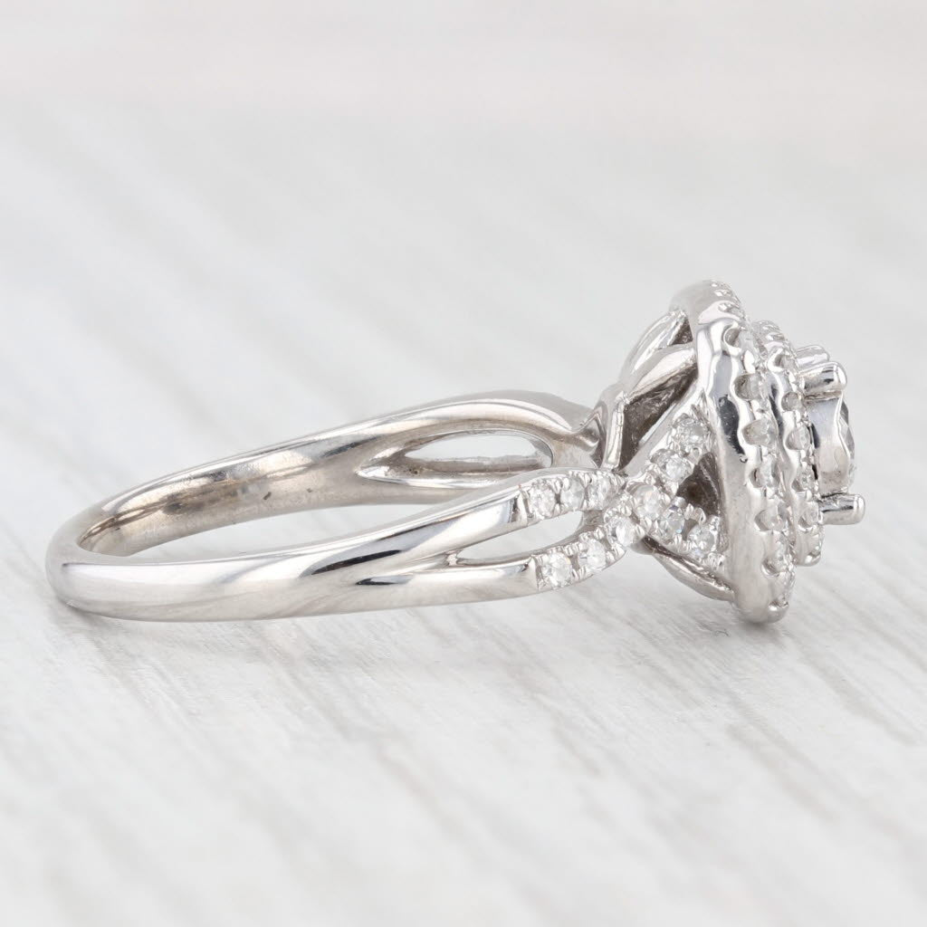 Light Gray 0.60ctw Round Diamond Halo Engagement Ring 10k White Gold Size 7
