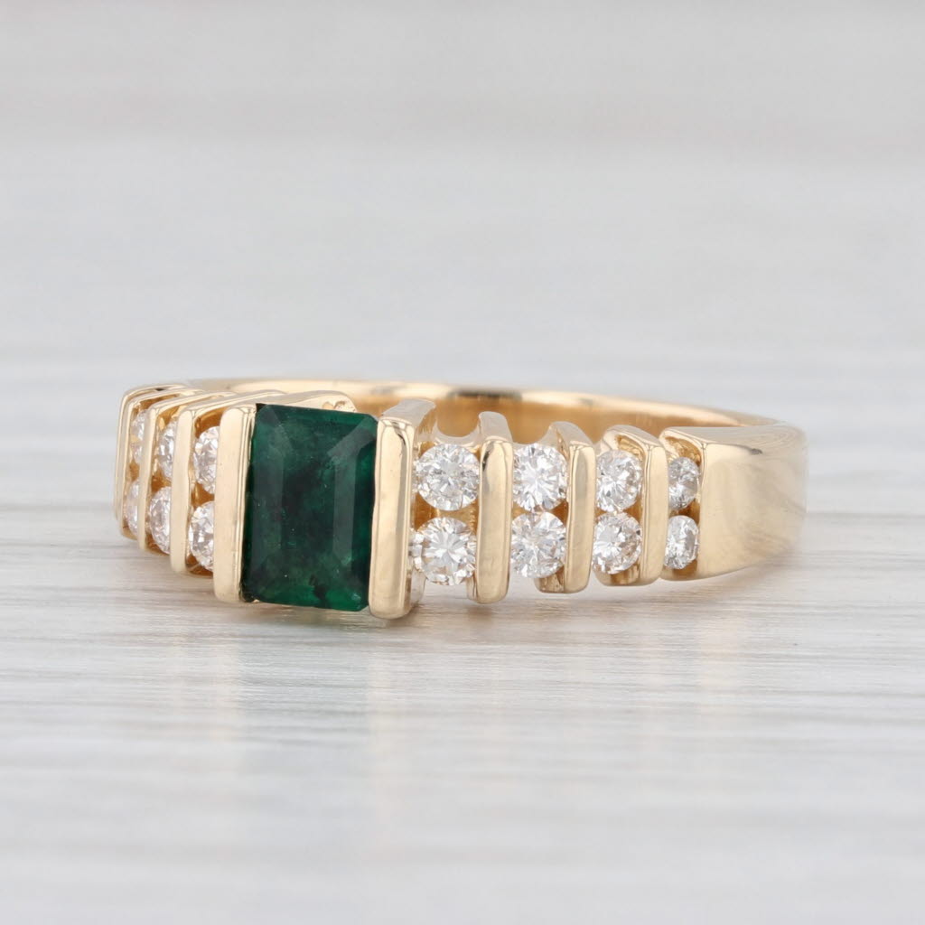 Light Gray 0.90ctw Emerald Diamond Ring 14k Yellow Gold Size 6.75 Tiered Pyramid