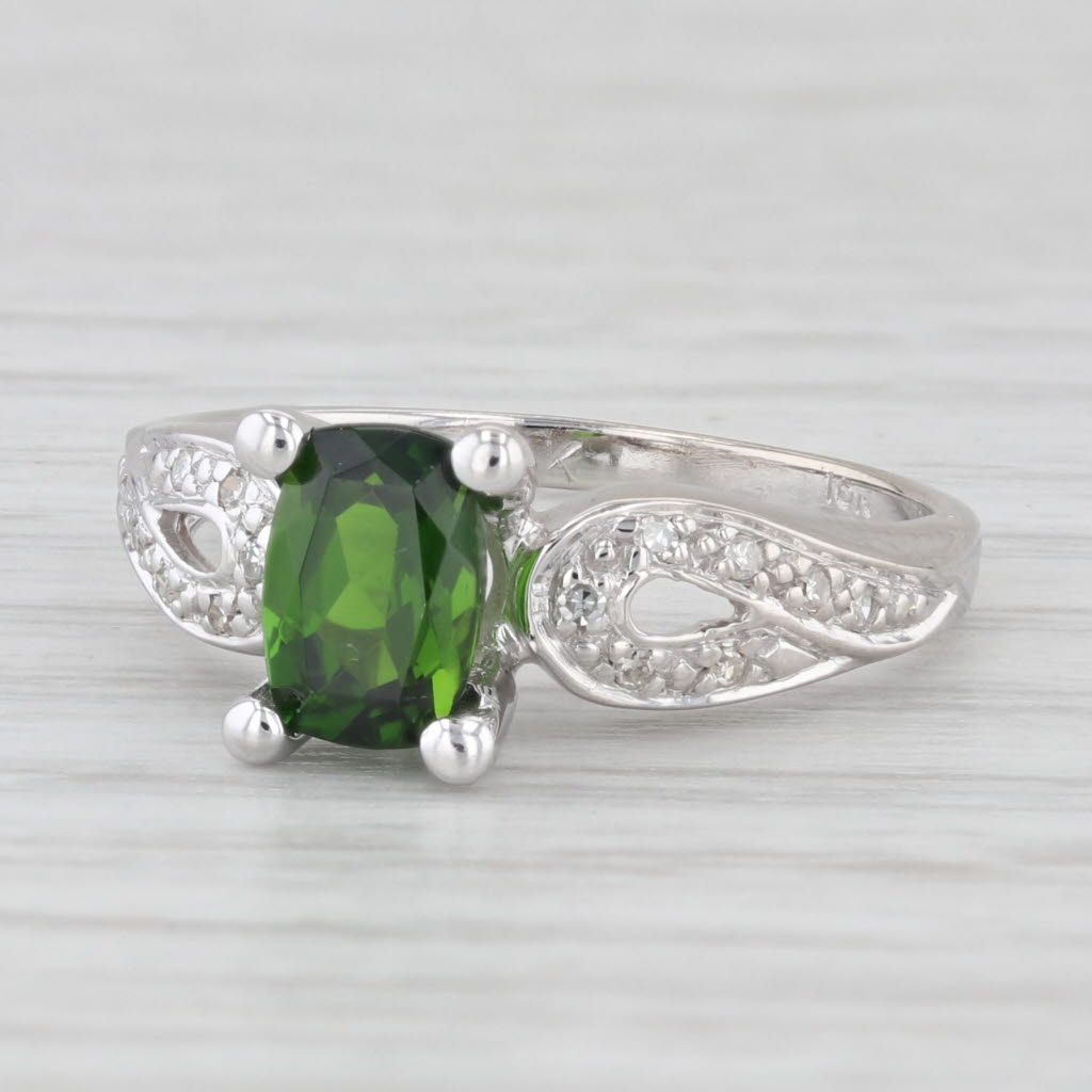 Light Gray 0.96ctw Chrome Diopside Diamond Ring 10k White Gold Size 6