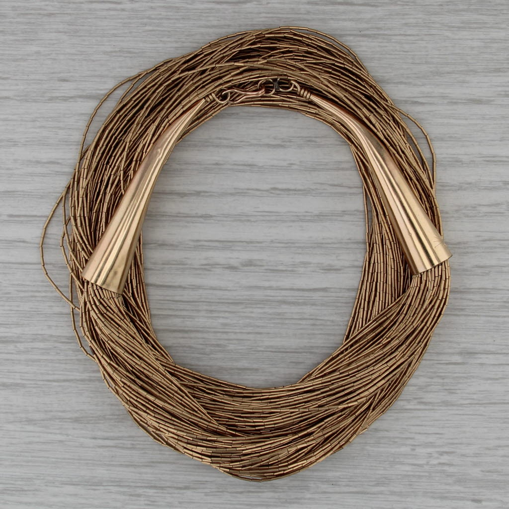 100 Strand Liquid Necklace Heishi Bead Native American 12k Gold Filled 19.75"