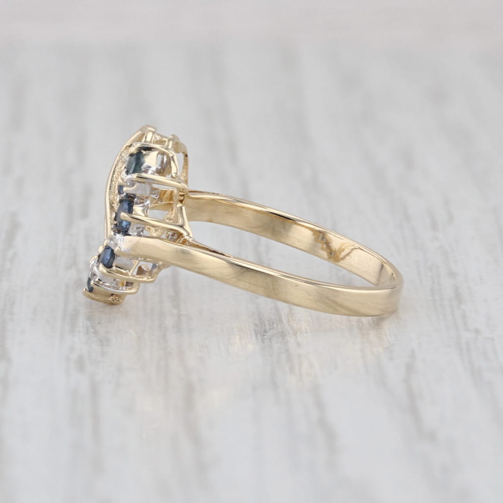 0.25ctw Blue Sapphire Diamond Heart Ring 10k Yellow Gold Size 6