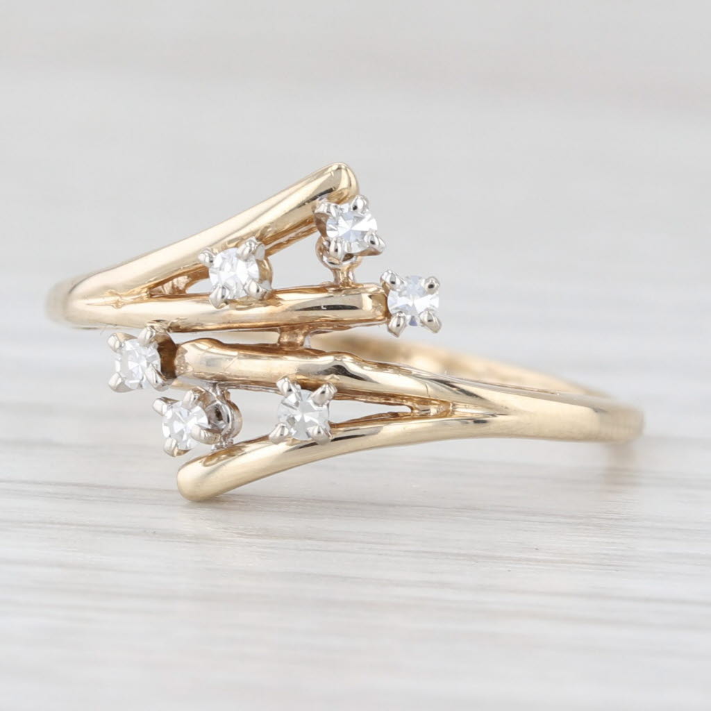 Light Gray Diamond Spray Bypass Ring 14k Yellow Gold Size 8