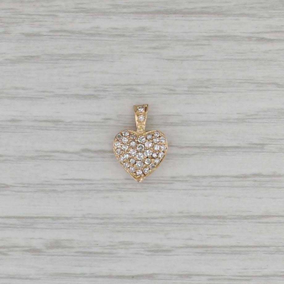 0.20ctw Pave Diamond Heart Pendant 14k Yellow Gold Small Drop