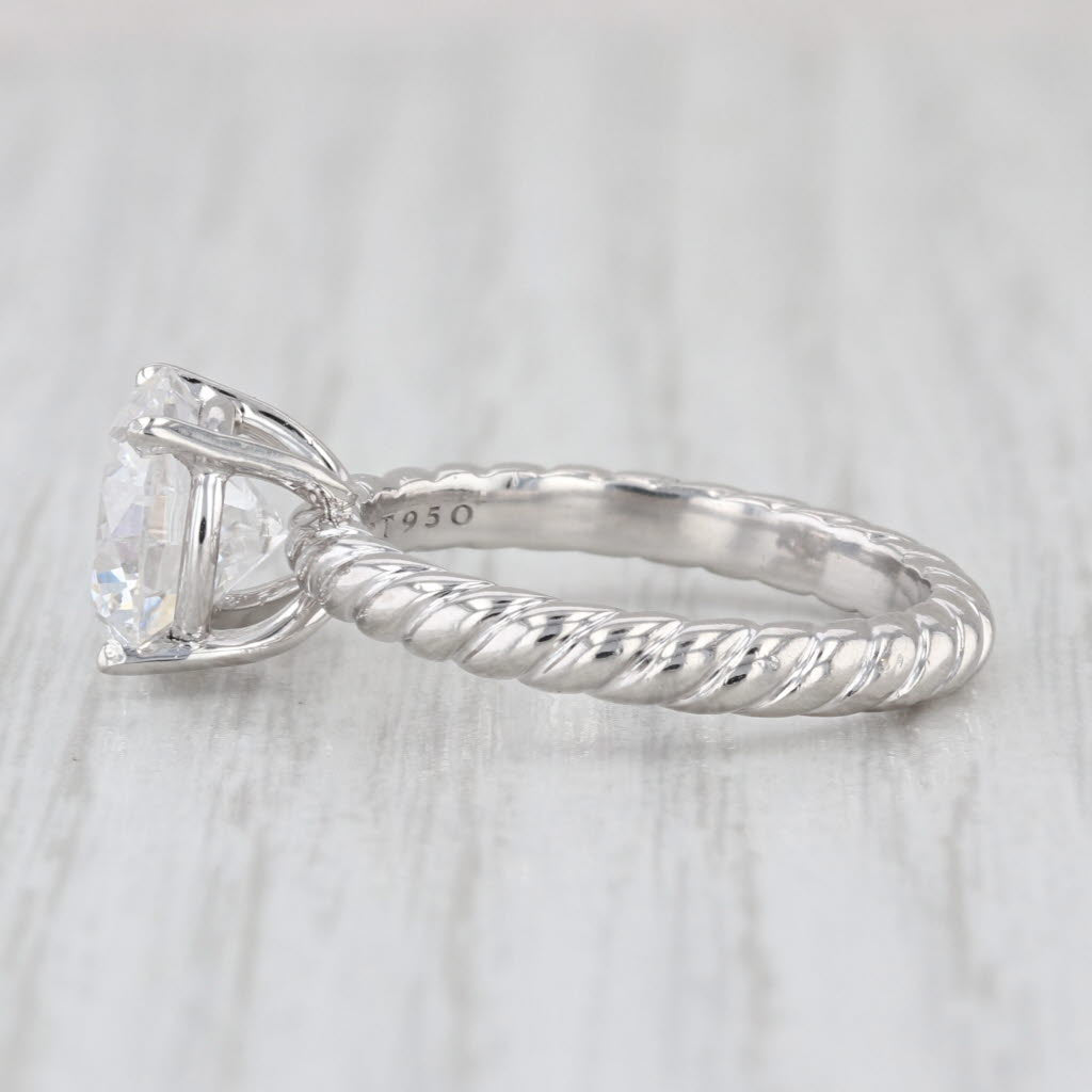 David Yurman 3.02ct Round Diamond SI1 E Ring w/ Box GIA Platinum Size 6.5