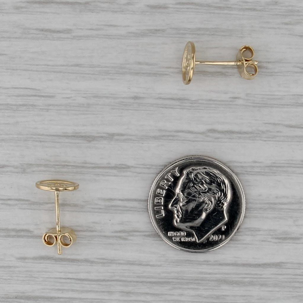 Button Stud Earrings 18k Yellow Gold Small Round Studs