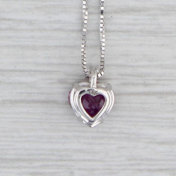 Gray New 0.80ct Pink Sapphire Heart Pendant Necklace 14k White Gold Box Chain