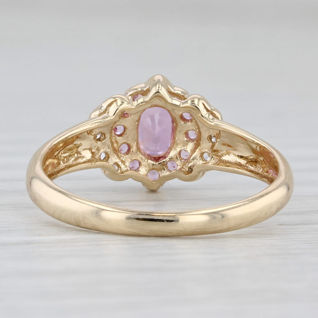 Light Gray 0.73ctw Pink Sapphire Diamond Ring 14k Yellow Gold Size 8.25