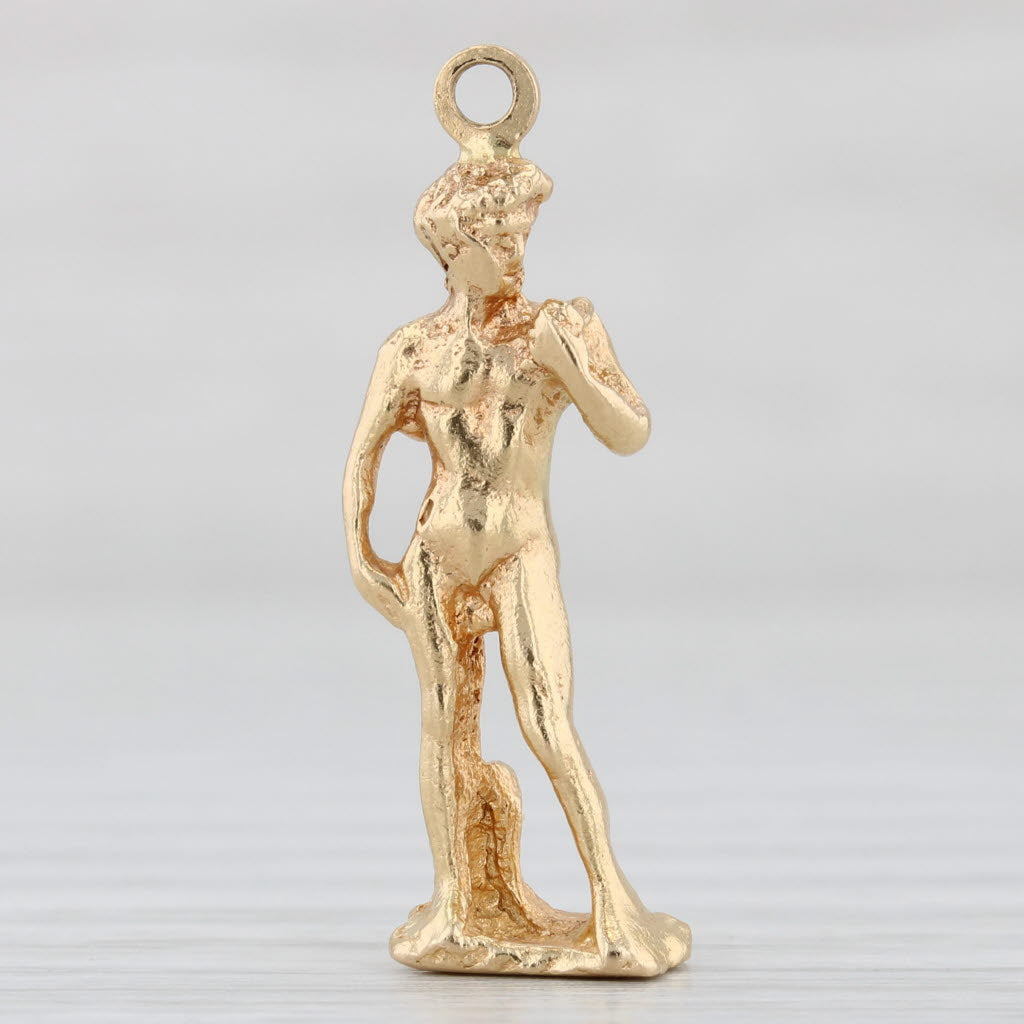 Light Gray Michelangelo's David Statue Charm 18k Yellow Gold Florence Italy Souvenir