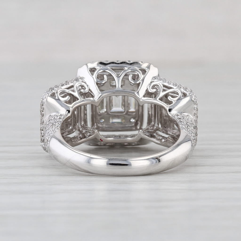 3.53ctw Diamond Halo Ring 18k White Gold Size 7 Engagement Cocktail