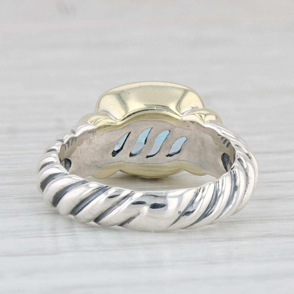 Light Gray David Yurman 3.50ct Blue Topaz Noblesse Cable Ring Sterling Silver 14k Gold Sz 6