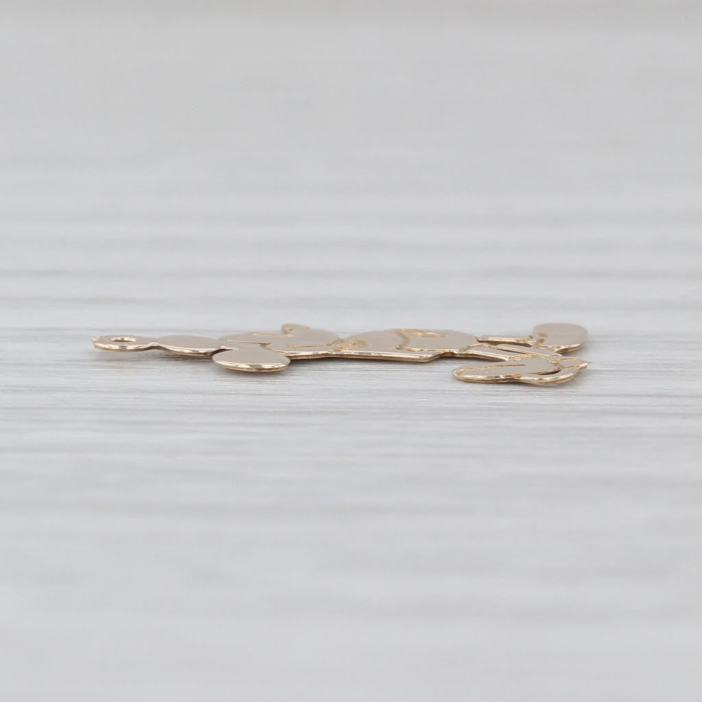 Classic Disney Mickey Mouse Cartoon Pendant 14k Yellow Gold Charm