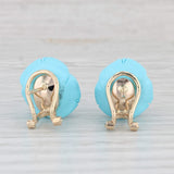 Imitation Carved Turquoise Flower Stud Earrings 14k Yellow Gold Omega Backs