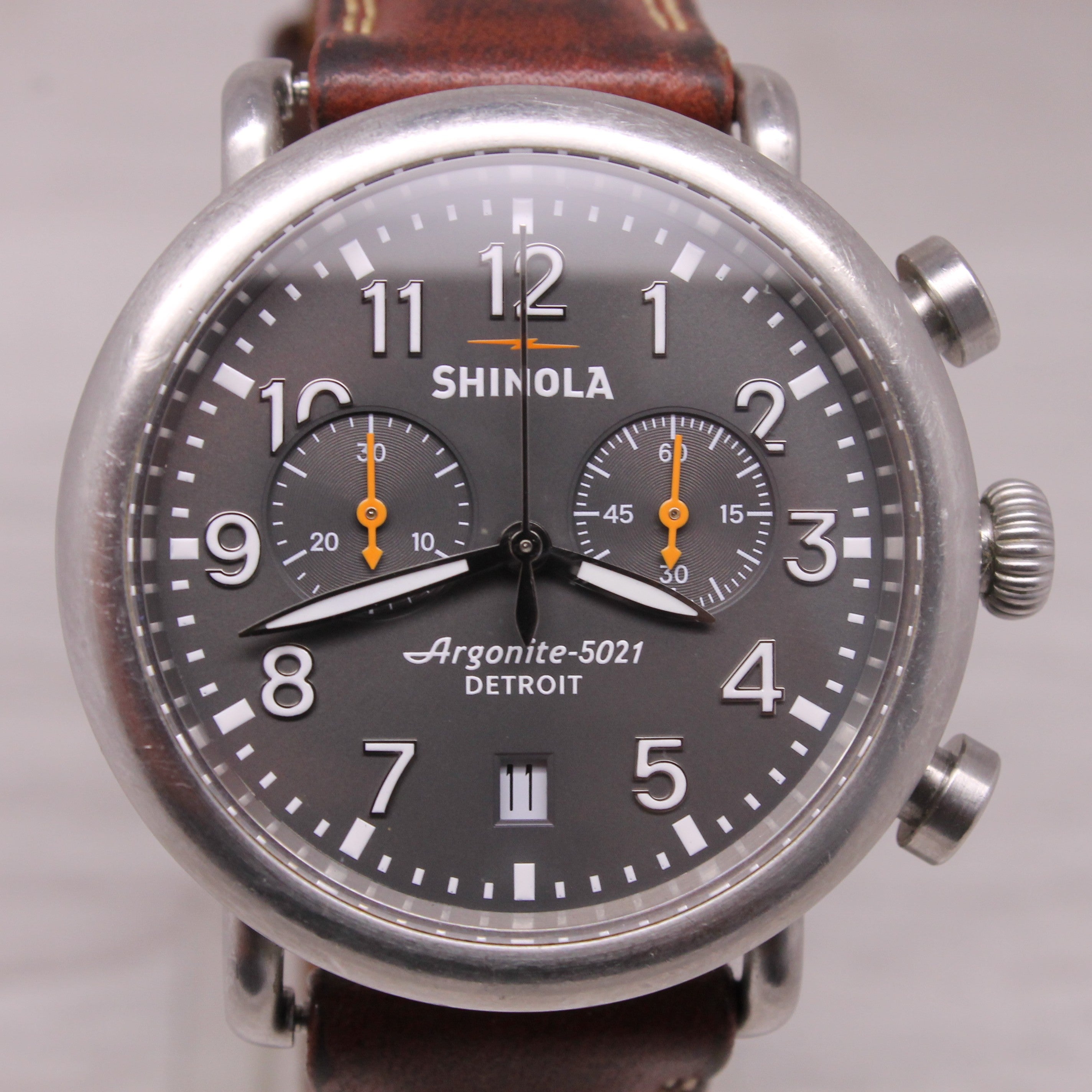Shinola Argonite 5021 Mens 41mm Chronograph Watch Stainless Steel Quartz Date