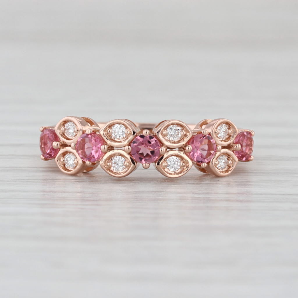 0.62ctw Diamond Pink Tourmaline Ring 14k Rose Gold Size 7 Stackable Band