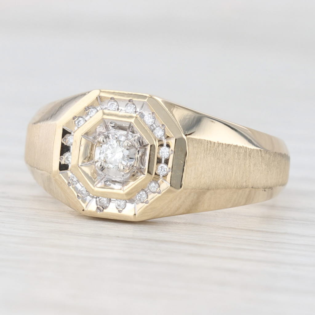 Light Gray Diamond Halo Ring 14k Yellow Gold Size 9.5