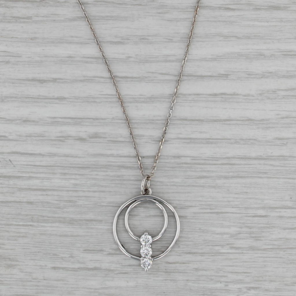 0.49ctw Diamond Circles Pendant Necklace 14k White Gold 18" Cable Chain