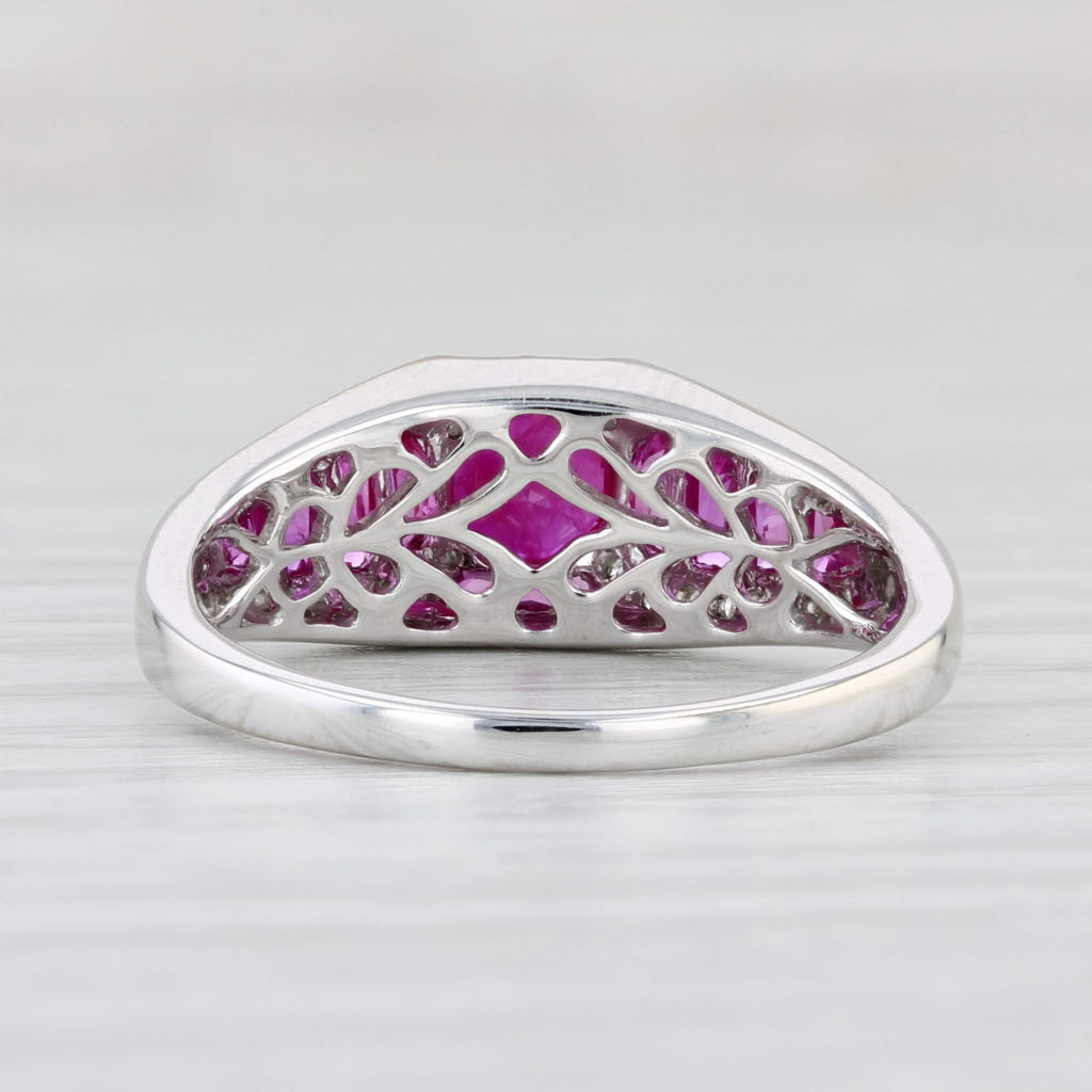 Light Gray New Beverley K 1.85ctw Ruby Diamond Ring 14k White Gold Size 7.25 Art Deco Style